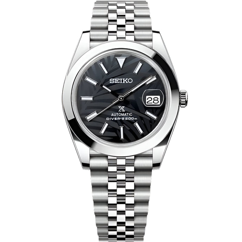 Seiko Datejust Palm Leaf Smooth Mod - Black