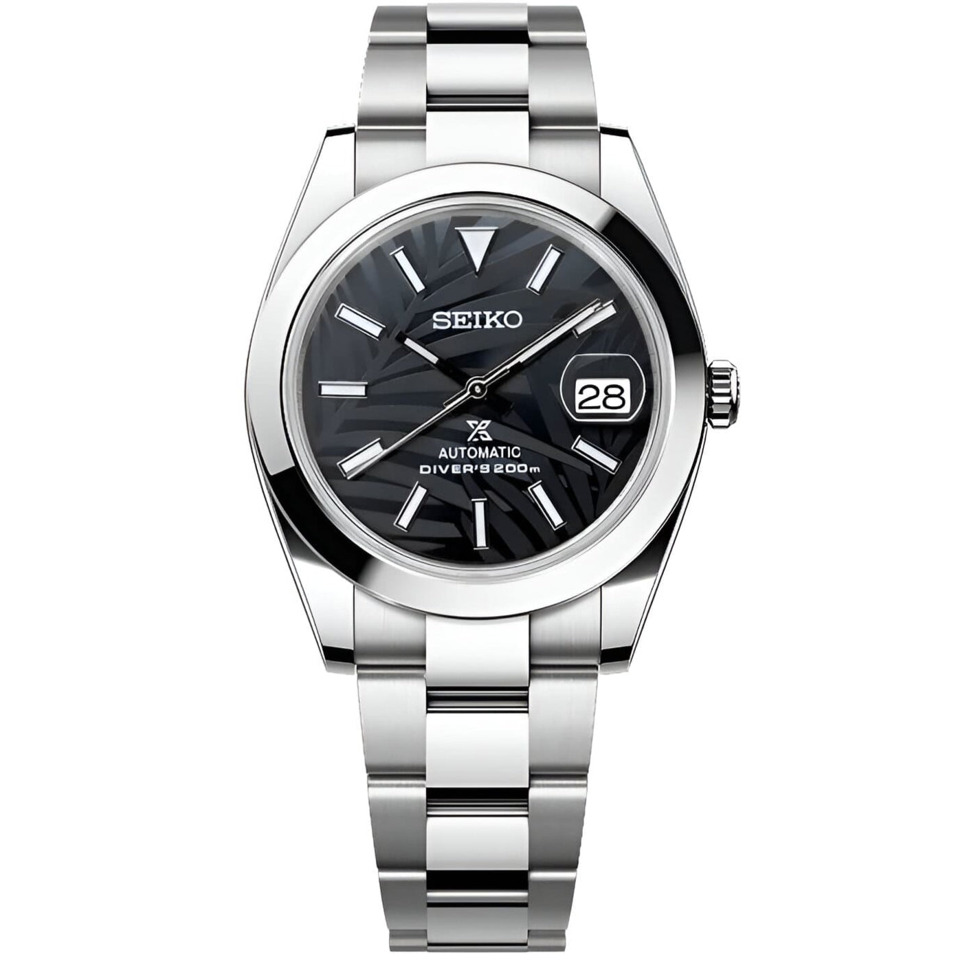 Seiko Datejust Palm Leaf Smooth Mod - Black