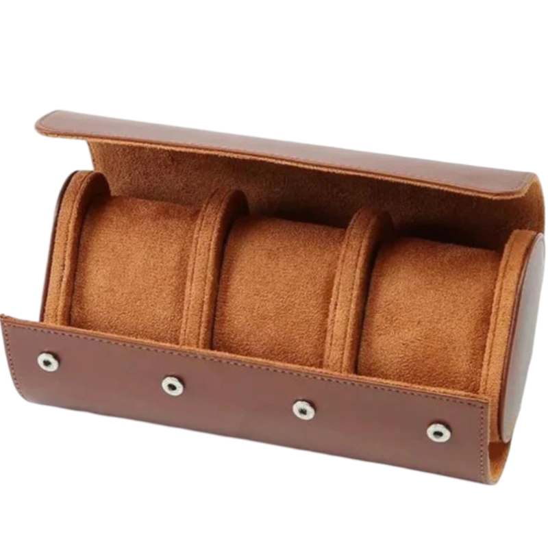 Premium 3 Slots Watch Travel Box - Brown
