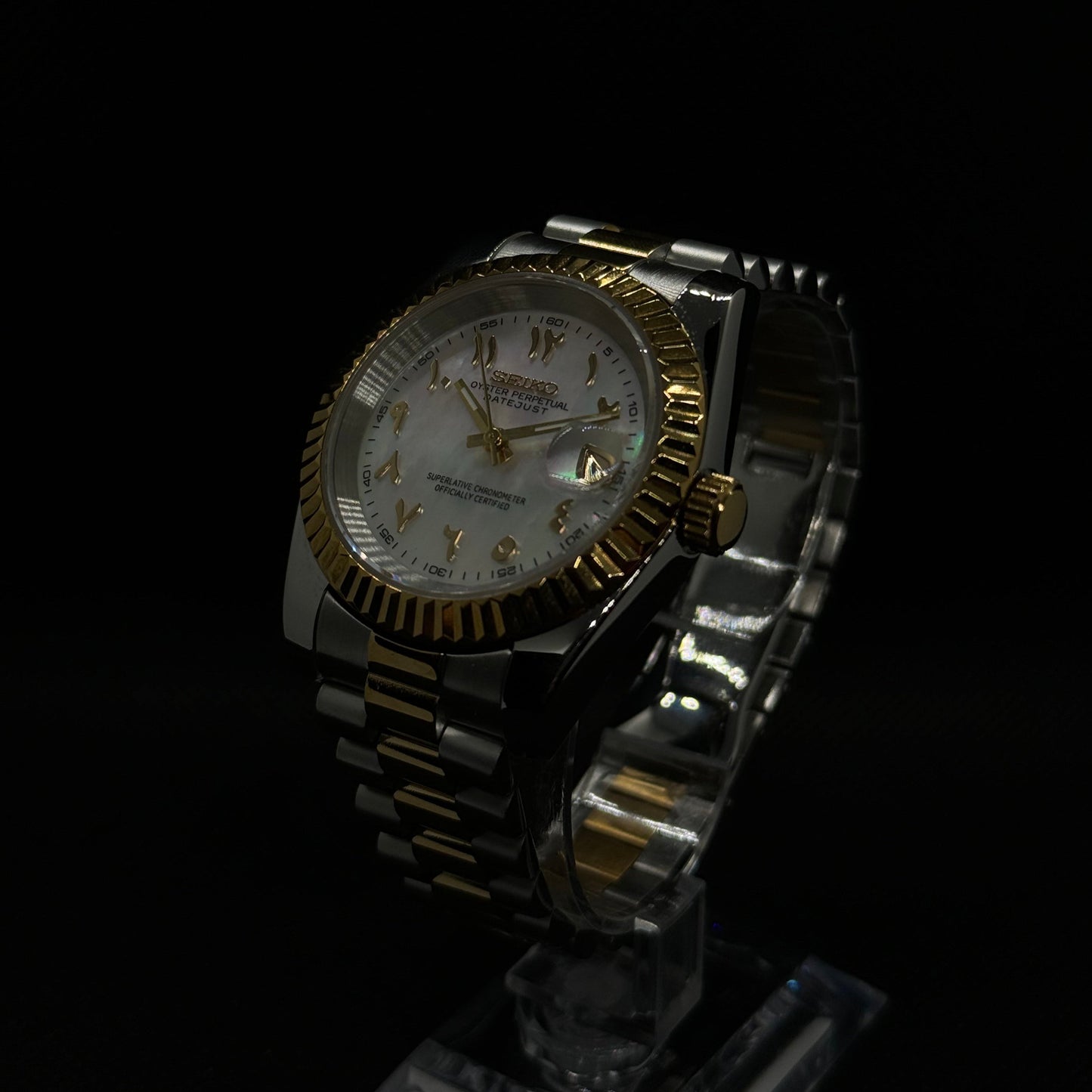 Seiko Datejust Arabic Two - Tone Mod - Pearl Gold - Tempus Mods
