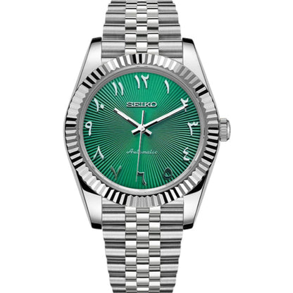 Seiko Datejust Textured Arabic Mod - Green