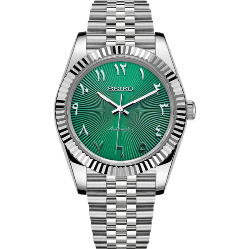 Seiko Datejust Textured Arabic Mod - Green
