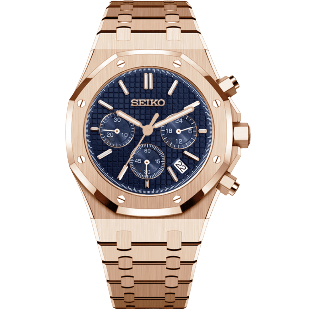 Seiko Royal Oak Chrono Rose Gold Mod - Navy