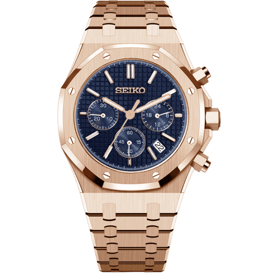 Seiko Royal Oak Chrono Rose Gold Mod - Navy