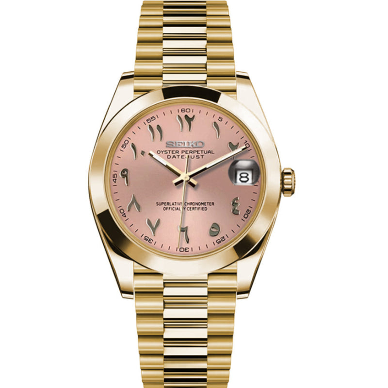 Seiko Datejust Arabic Gold Mod - Baby Pink