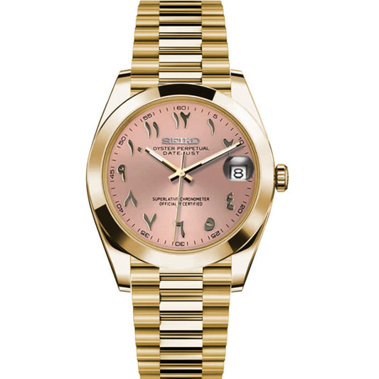 Seiko Datejust Arabic Gold Mod - Baby Pink