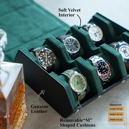 Hexagon Watch Box 6 slot - Black / Green