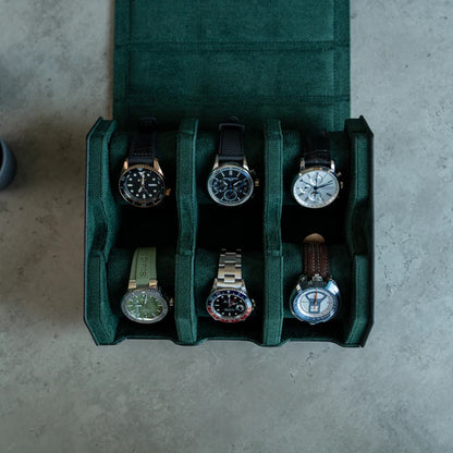 Hexagon Watch Box 6 slot - Black / Green