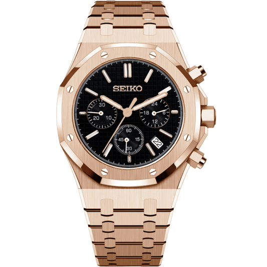Seiko Royal Oak Chrono Rose Gold Mod - Black