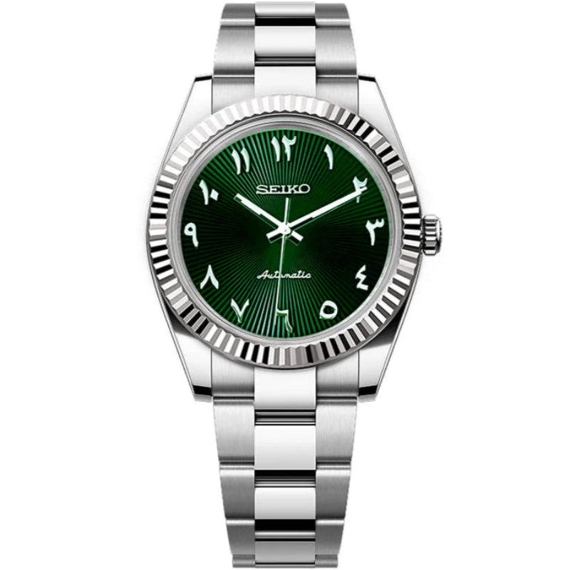 Seiko Datejust Textured Arabic Mod - Green