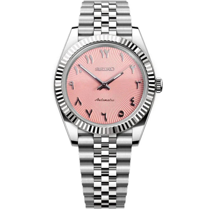Seiko Datejust Textured Arabic Mod - Pink