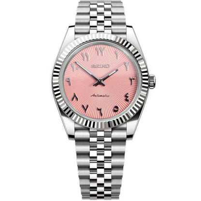 Seiko Datejust Textured Arabic Mod - Pink