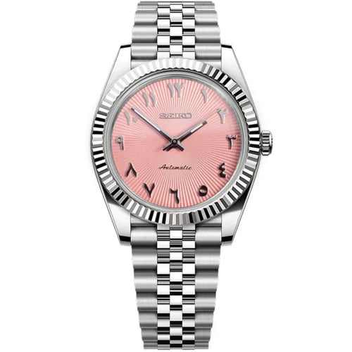 Seiko Datejust Textured Arabic Mod - Pink