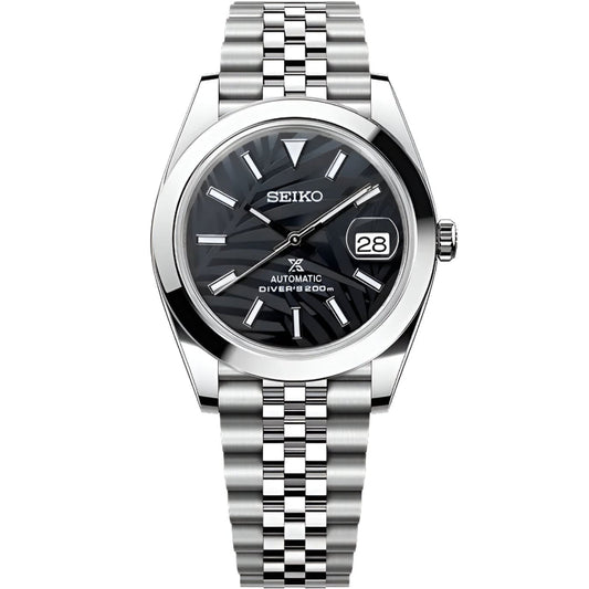 Seiko Datejust Palm Leaf Smooth Mod - Black