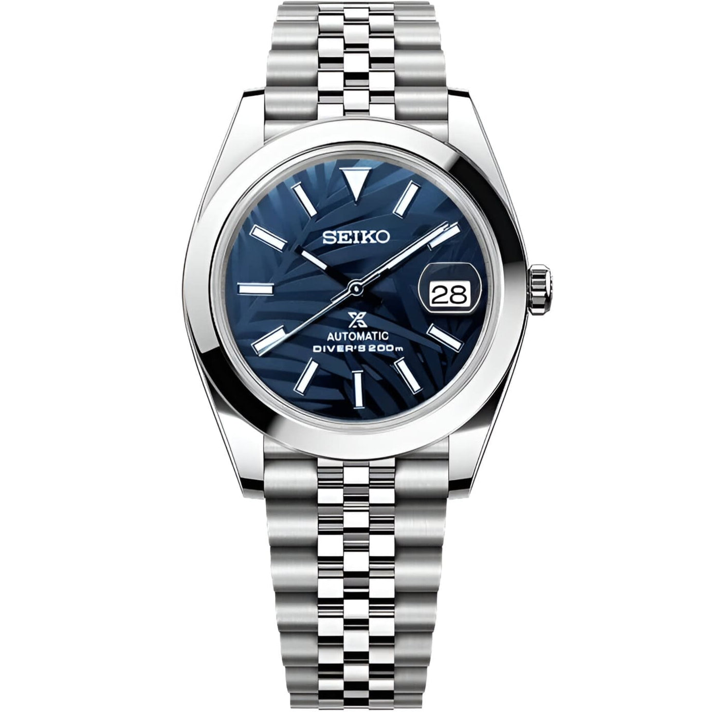 Seiko Datejust Palm Leaf Smooth Mod - Blue