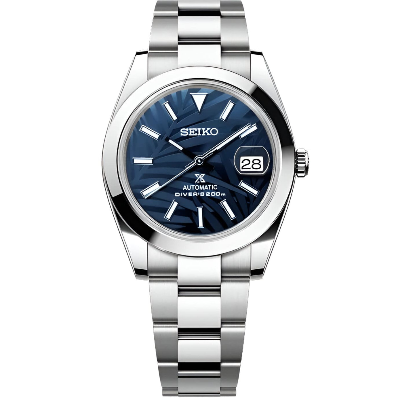 Seiko Datejust Palm Leaf Smooth Mod - Blue