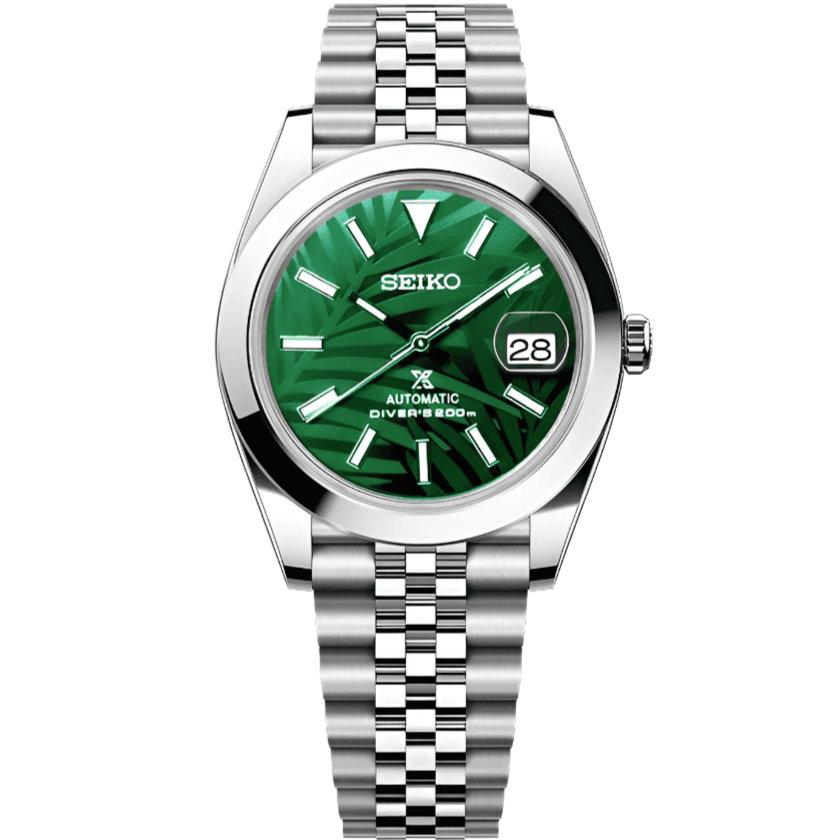Seiko Datejust Palm Leaf Smooth Mod - Green
