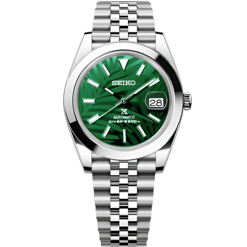 Seiko Datejust Palm Leaf Smooth Mod - Green