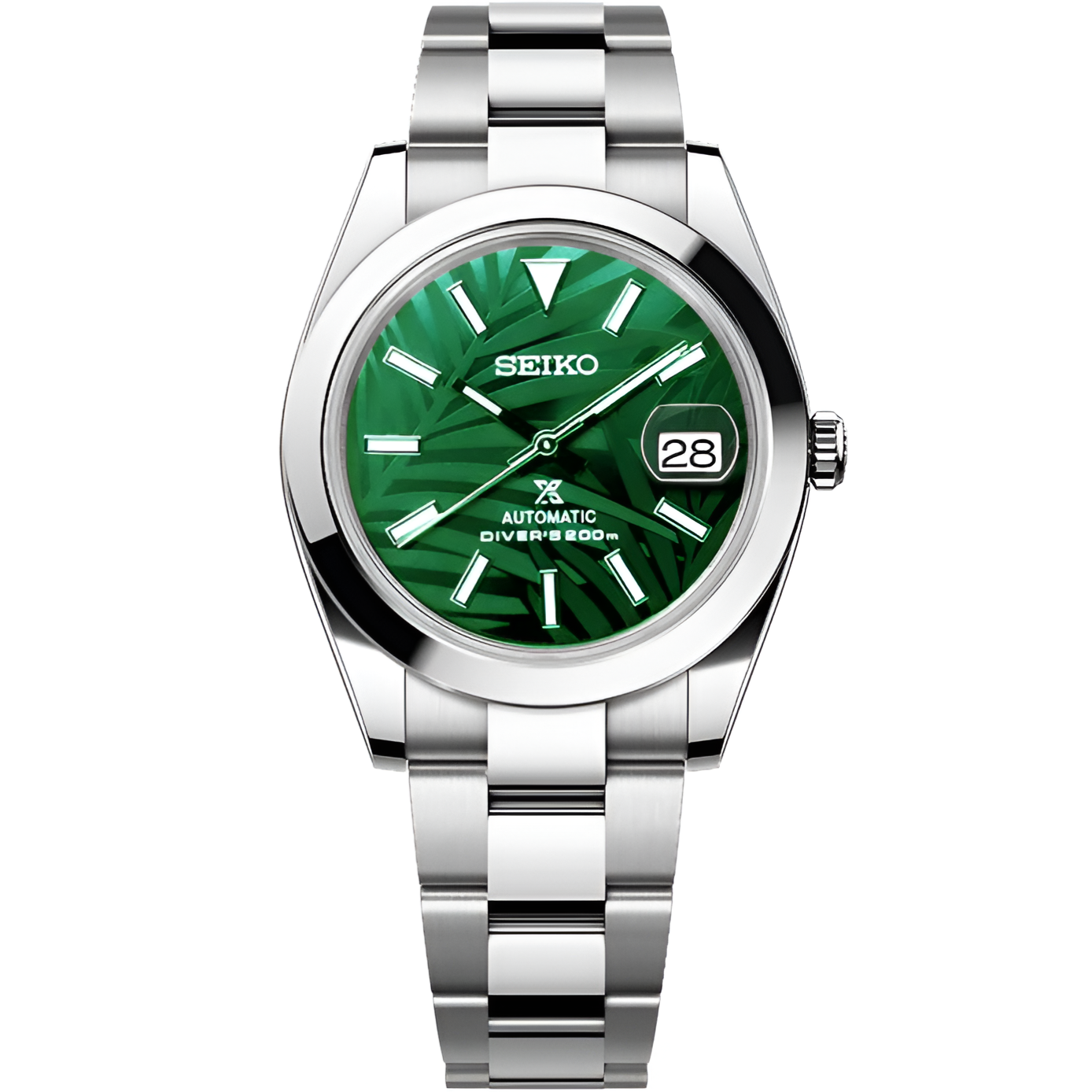 Seiko Datejust Palm Leaf Smooth Mod - Green