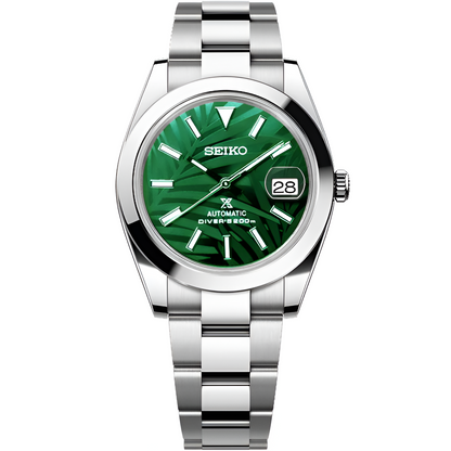Seiko Datejust Palm Leaf Smooth Mod - Green