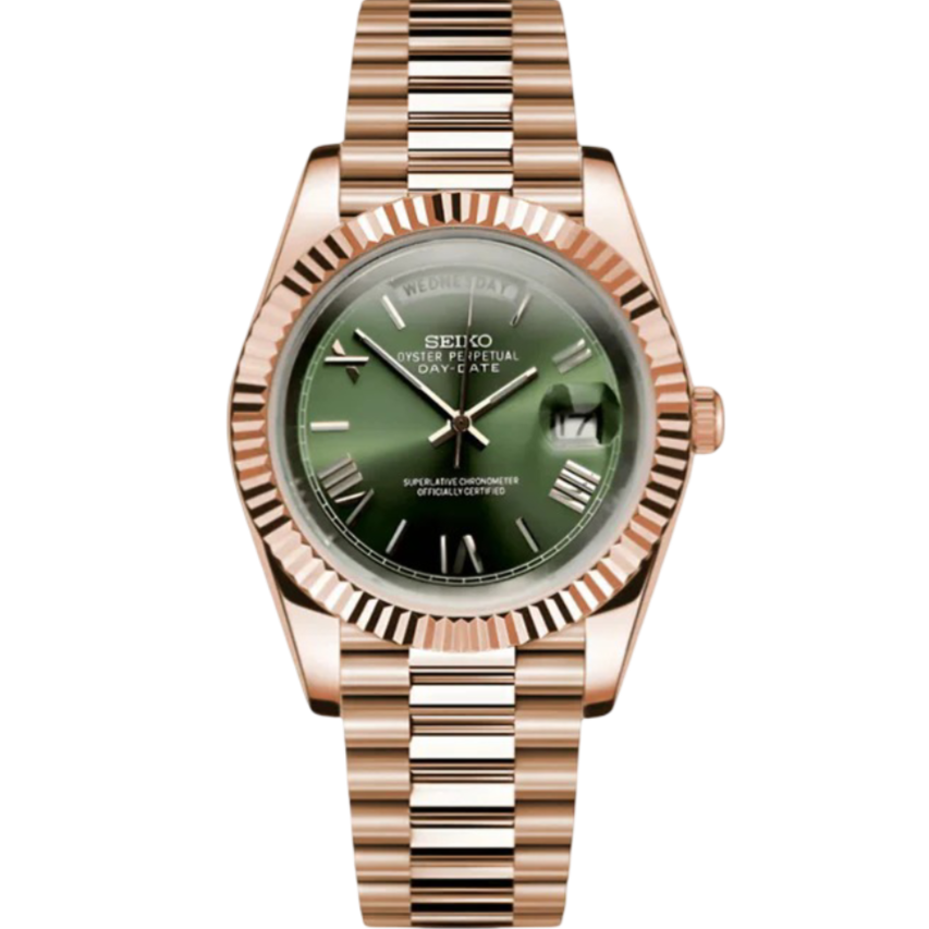 Seiko Day-Date Rose Gold Mod - Olive