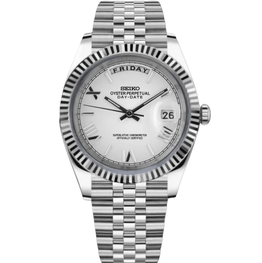 Seiko Day-Date Mod - White Roman