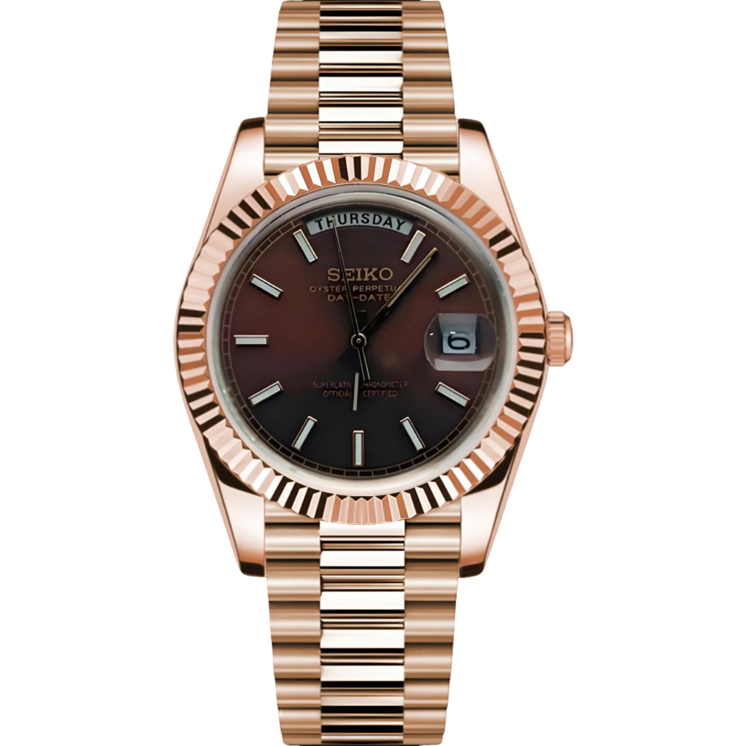 Seiko Day-Date Rose Gold Mod - Chocolate
