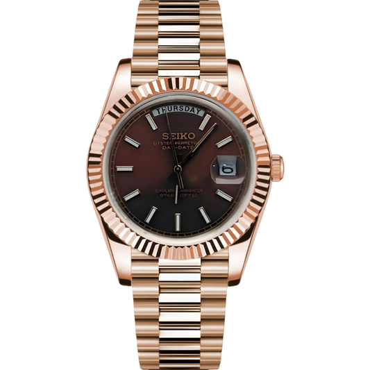 Seiko Day-Date Rose Gold Mod - Chocolate