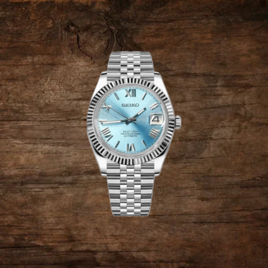 Seiko Datejust Roman Mod - Baby Blue