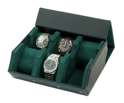 Hexagon Watch Box 6 slot - Black / Green