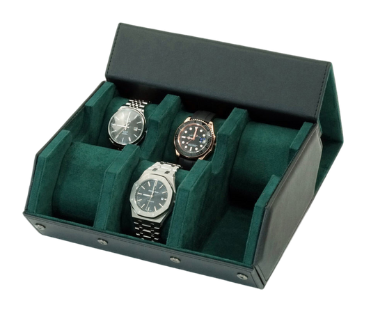 Hexagon Watch Box 6 slot - Black / Green