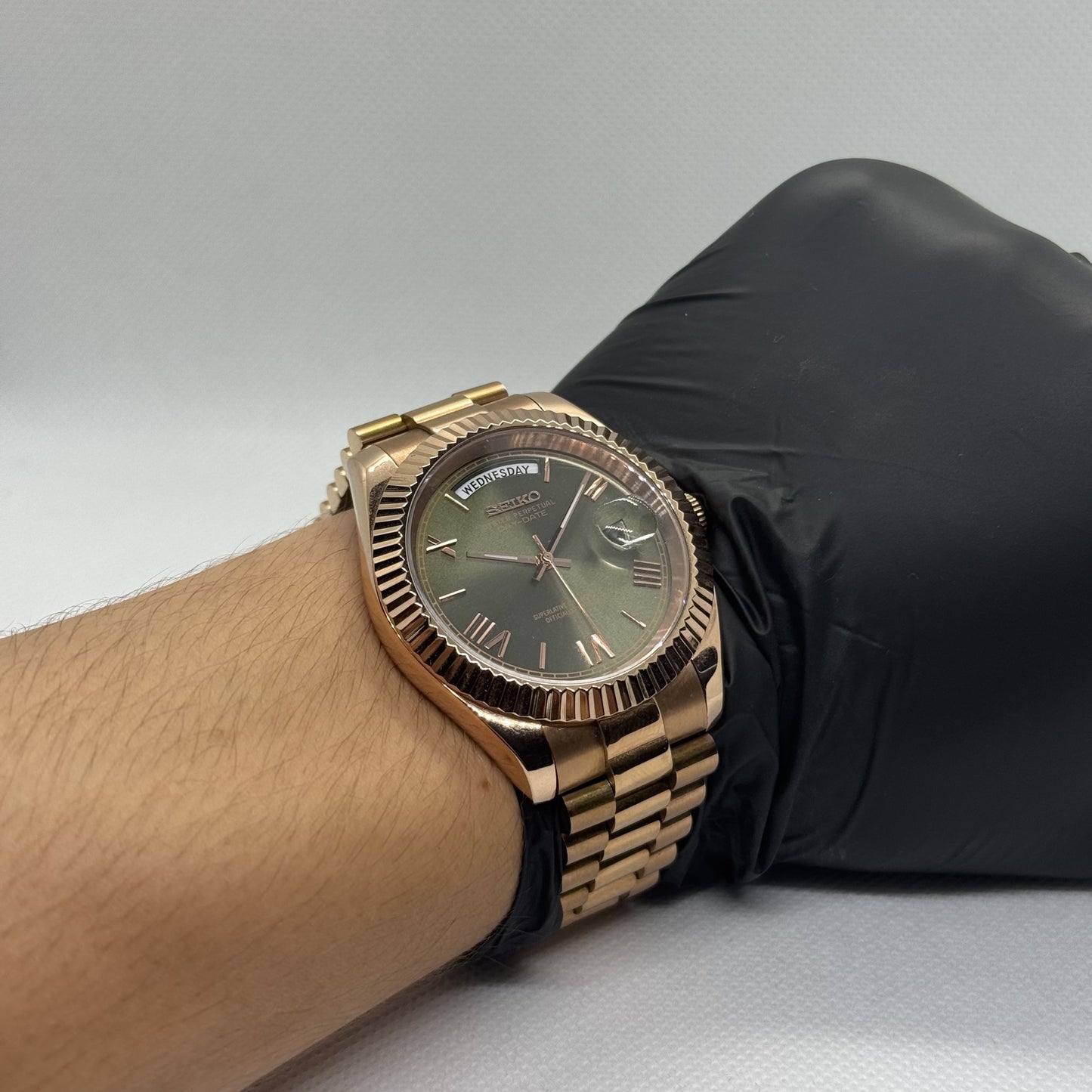 Seiko Day-Date Rose Gold Mod - Olive