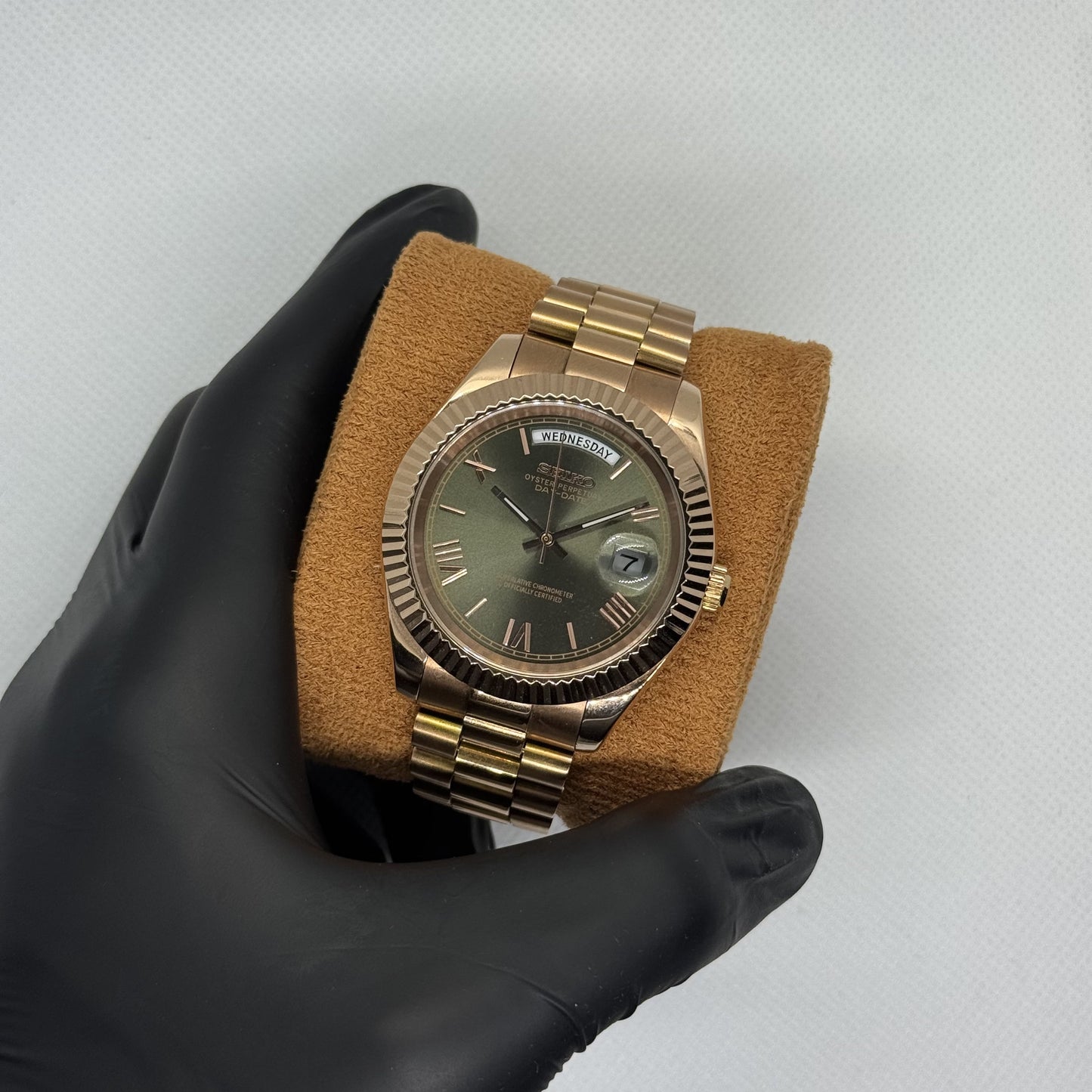 Seiko Day-Date Rose Gold Mod - Olive