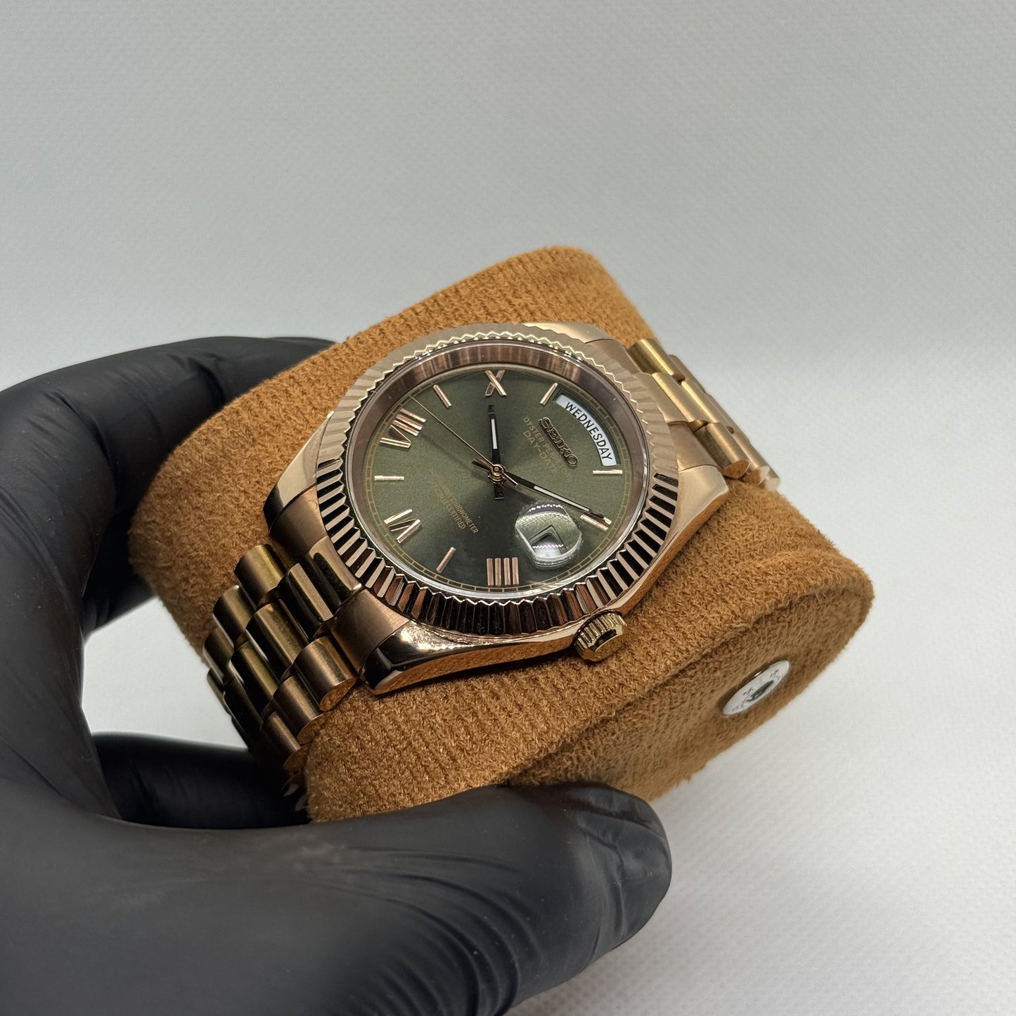 Seiko Day-Date Rose Gold Mod - Olive