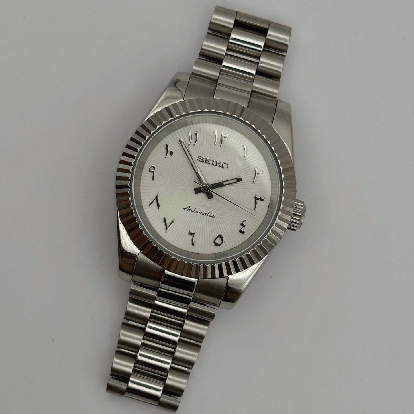 Seiko Datejust Textured Arabic Mod - White