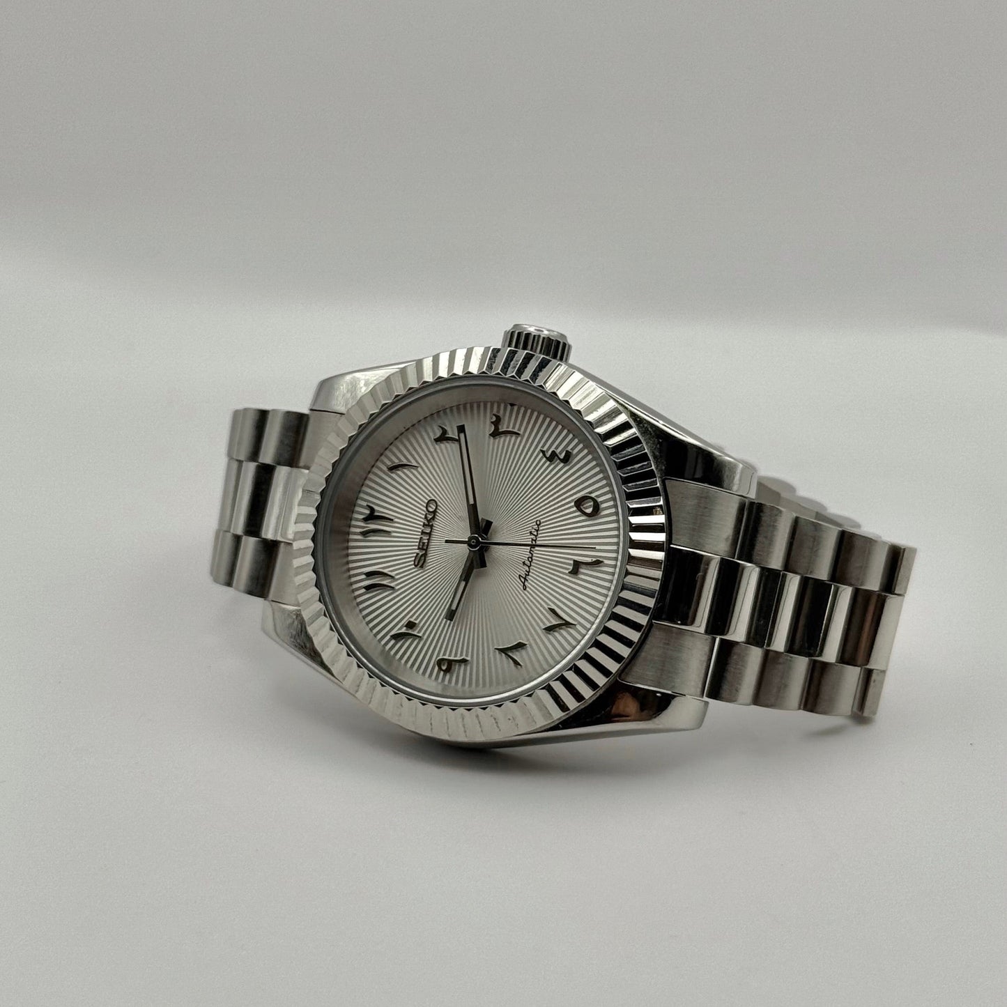 Seiko Datejust Textured Arabic Mod - White