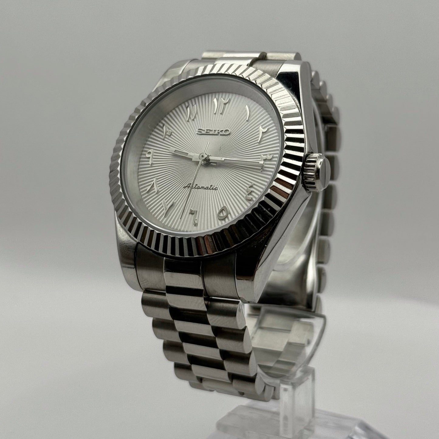Seiko Datejust Textured Arabic Mod - White