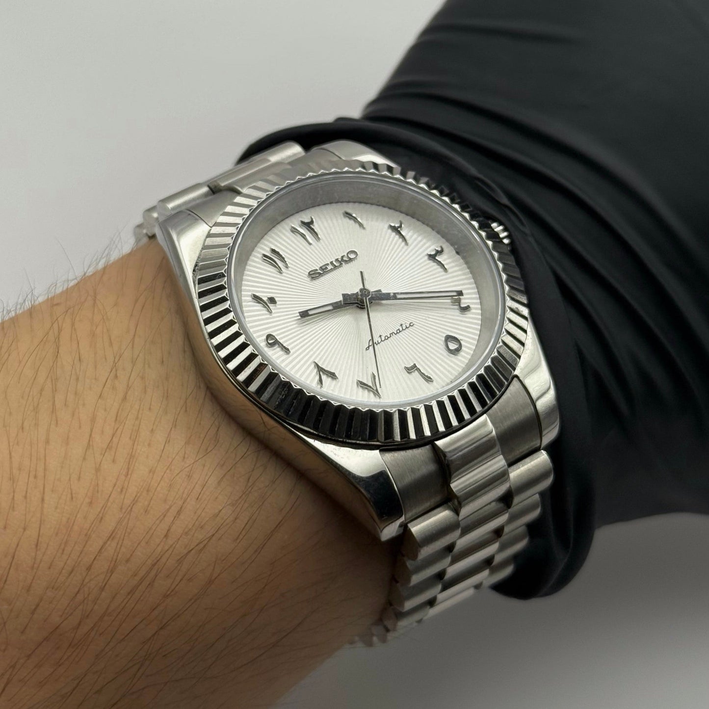 Seiko Datejust Textured Arabic Mod - White