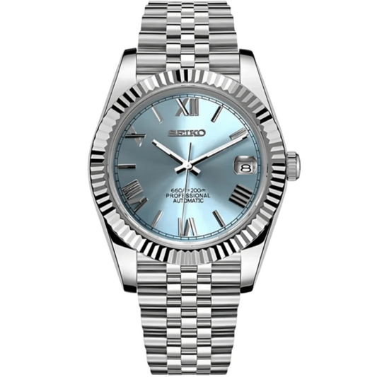 Seiko Datejust Roman Mod - Azul Bebé