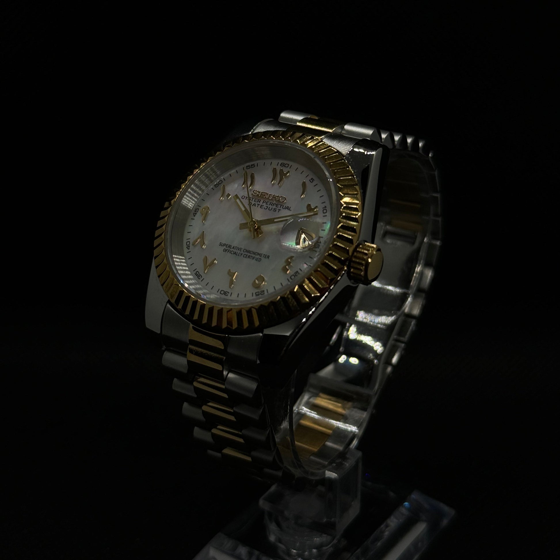 Seiko Datejust Arabic Two - Tone Mod - Pearl Gold - Tempus Mods