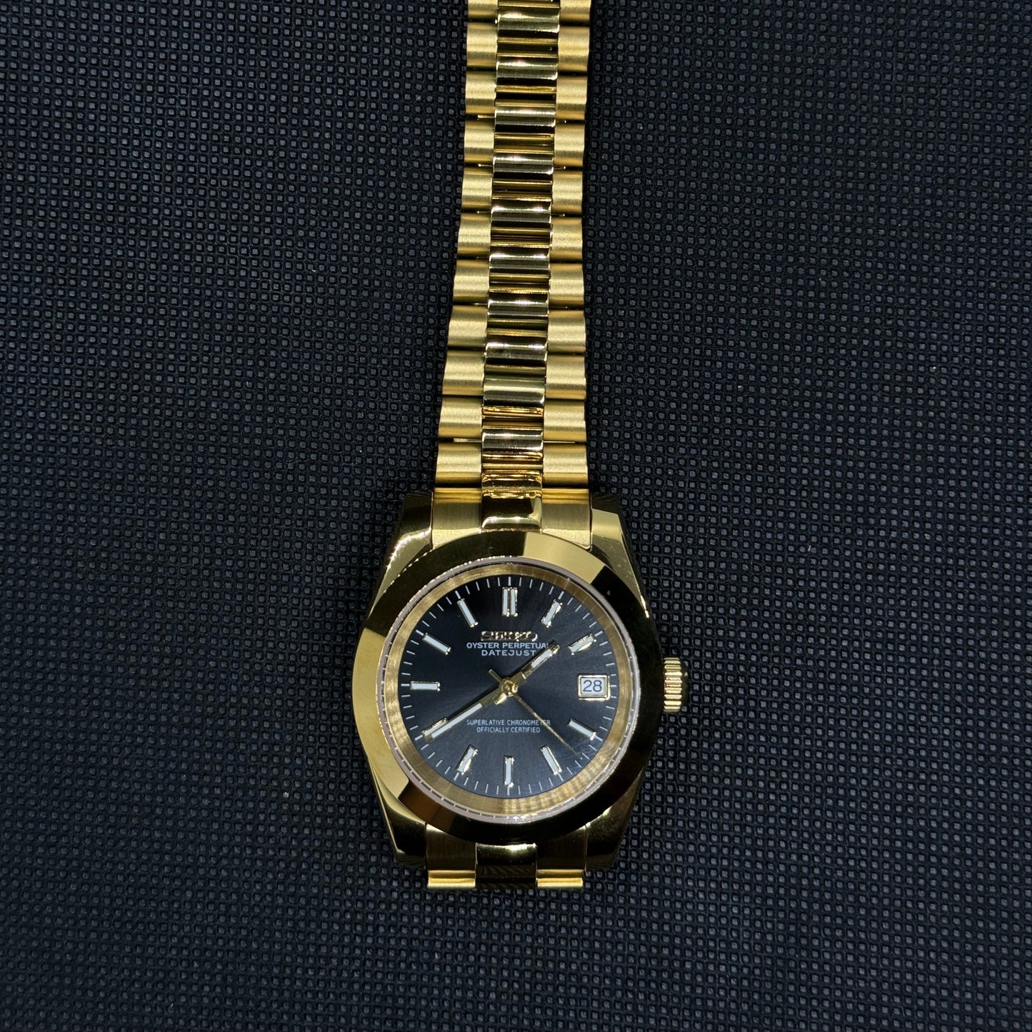 Seiko Datejust Gold Mod - Black - Tempus Mods