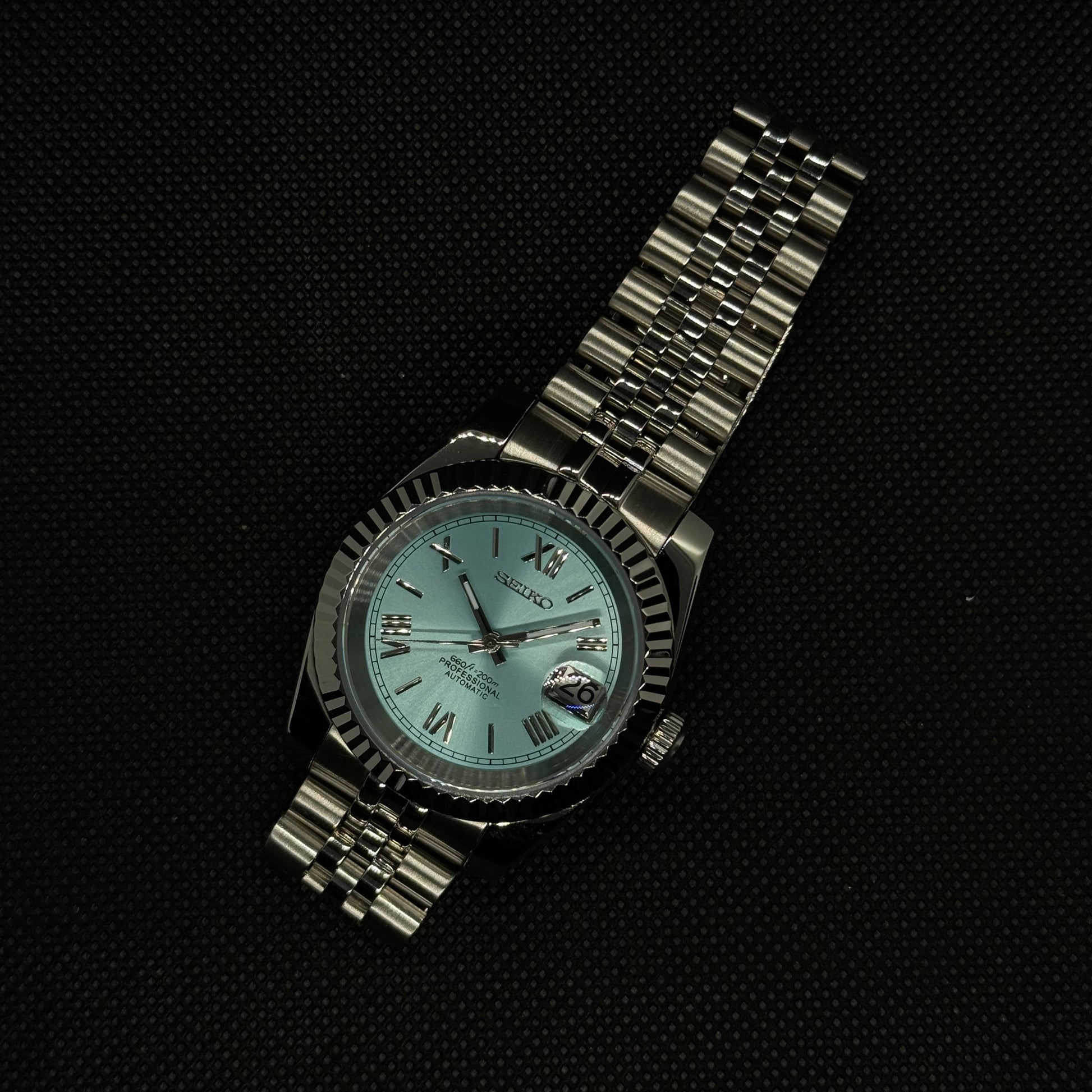 Seiko Datejust Roman Mod - Baby Blue - Tempus Mods