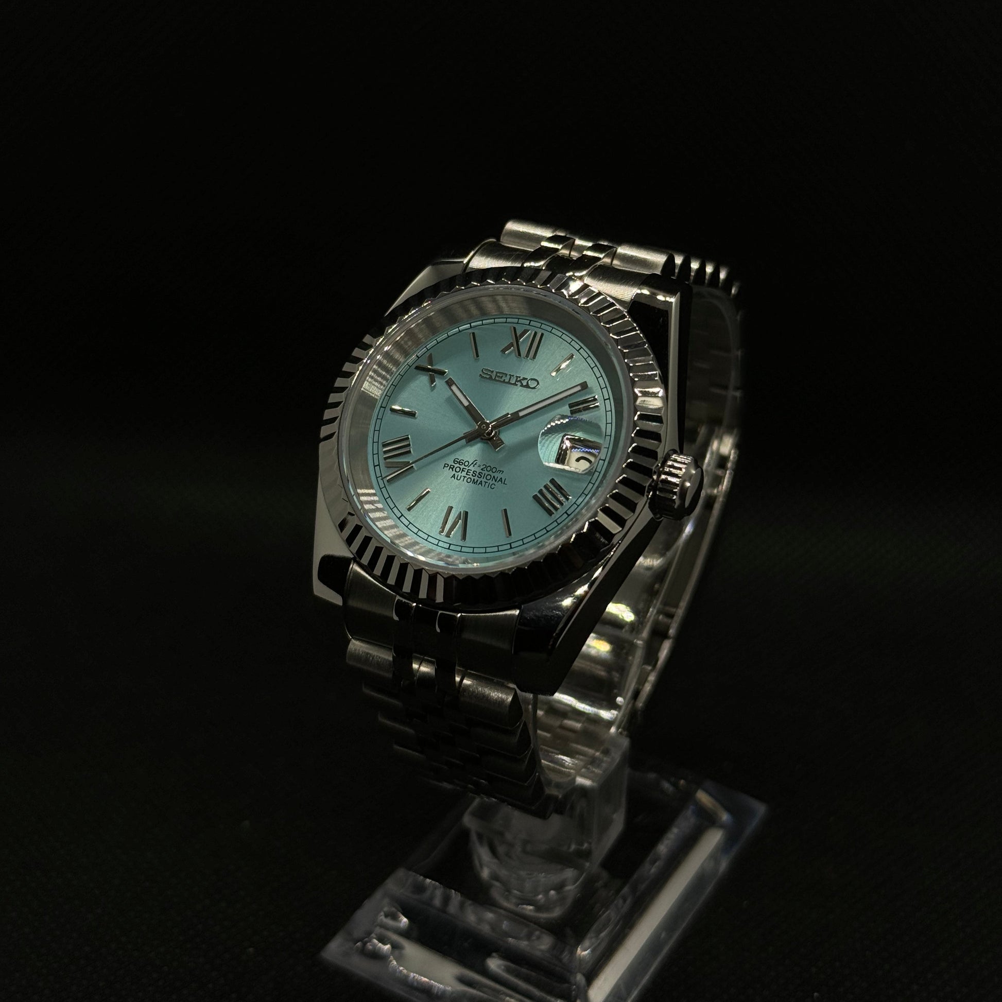 Seiko Datejust Roman Mod - Baby Blue - Tempus Mods