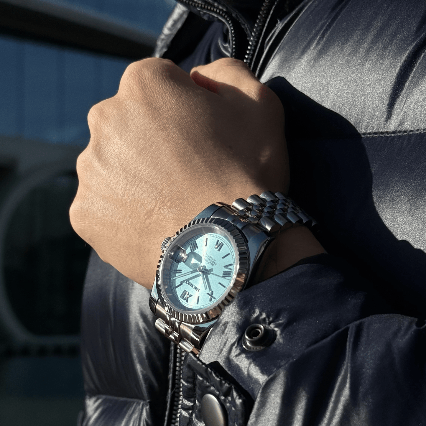 Seiko Datejust Roman Mod - Baby Blue - Tempus Mods