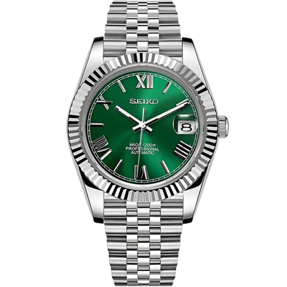Seiko Datejust Roman Mod - Green - Tempus Mods
