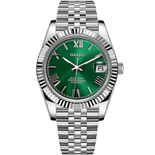 Seiko Datejust Roman Mod - Green - Tempus Mods
