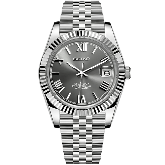 Seiko Datejust Roman Mod - Grey - Tempus Mods