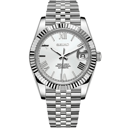 Seiko Datejust Roman Mod - White - Tempus Mods