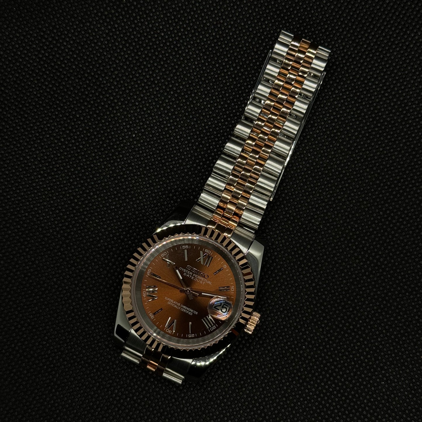 Seiko Datejust Roman Two - Tone Mod - Chocolate - Tempus Mods