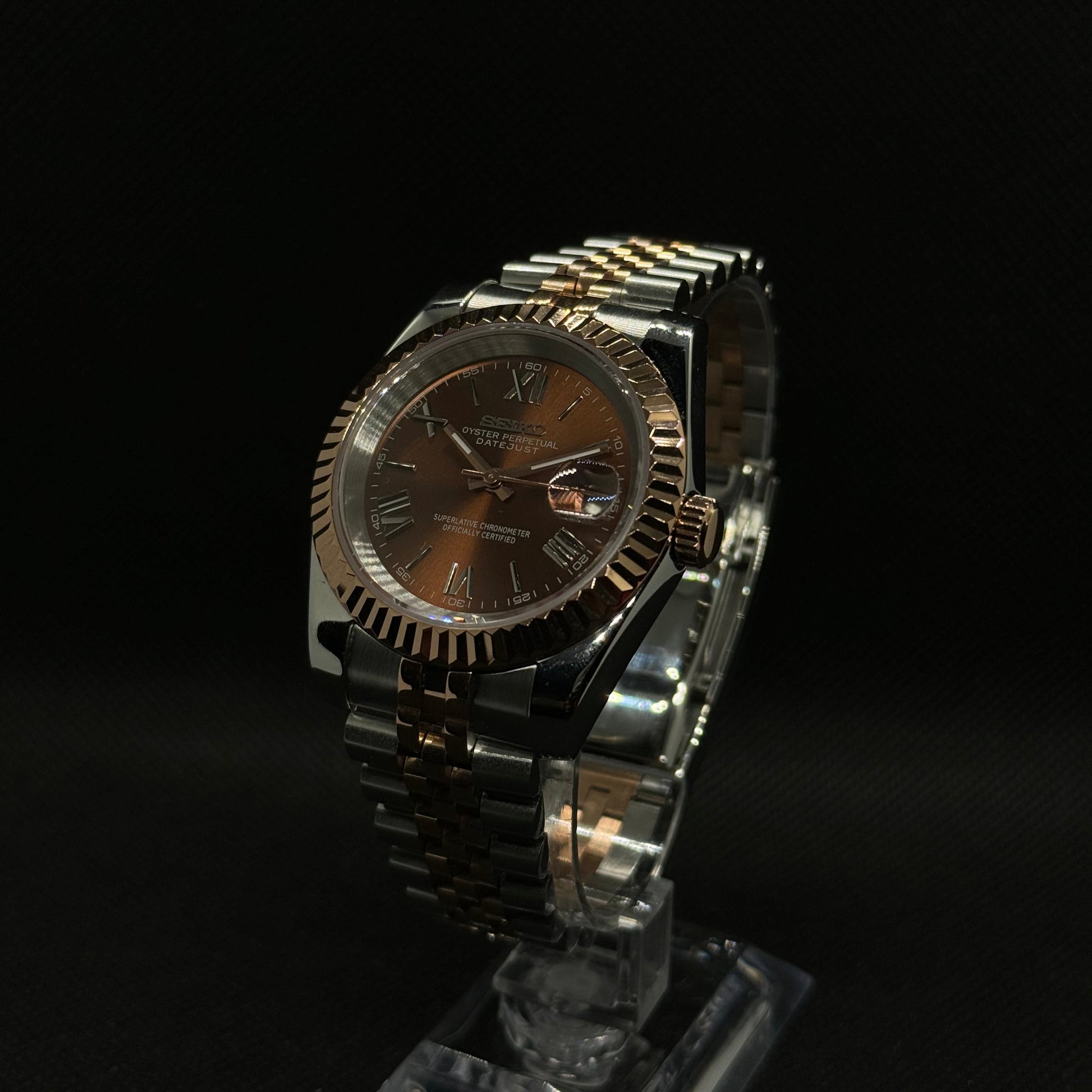 Seiko Datejust Roman Two - Tone Mod - Chocolate - Tempus Mods